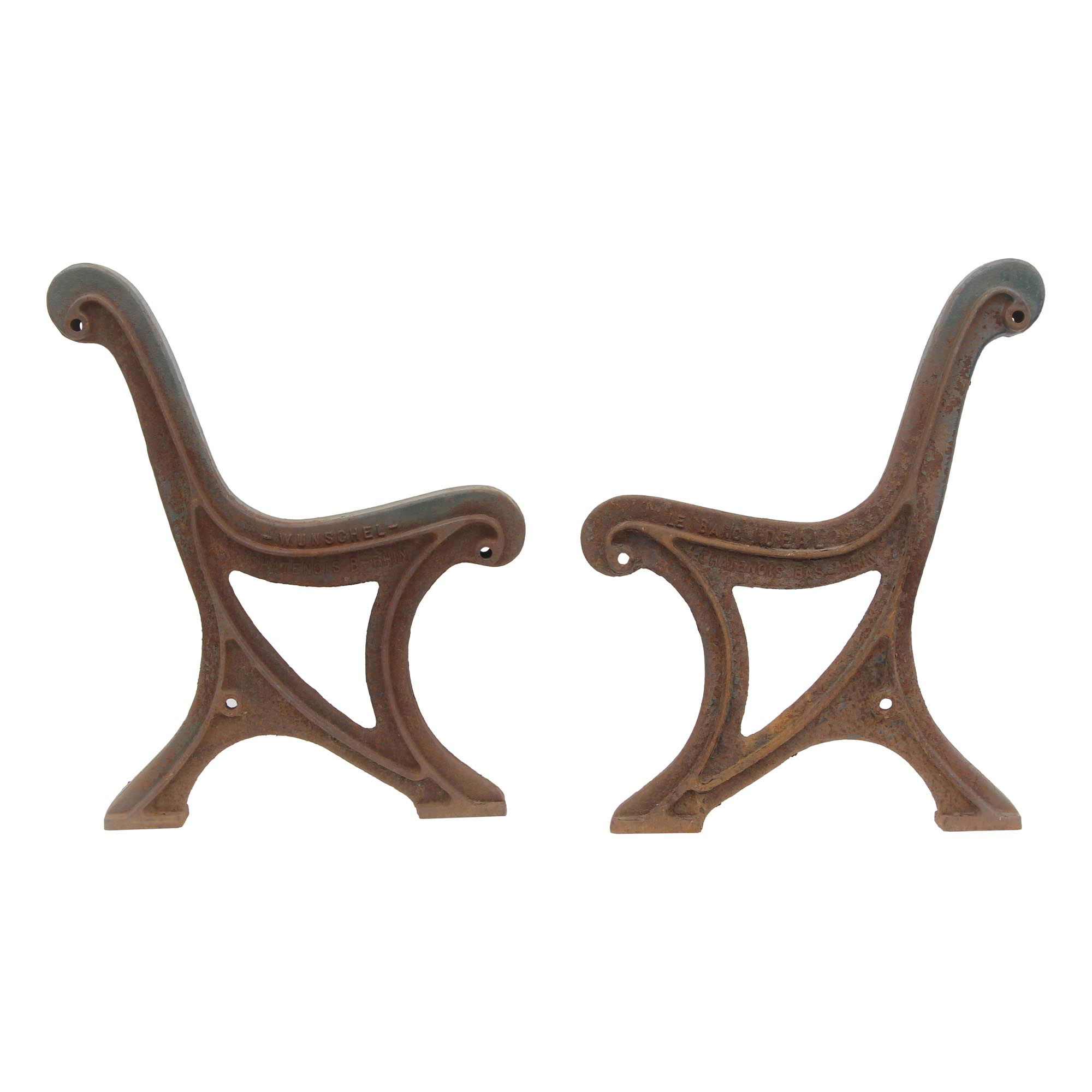 French Antique Embossed Cast Iron Park Bench Support Legs Olde Good Things