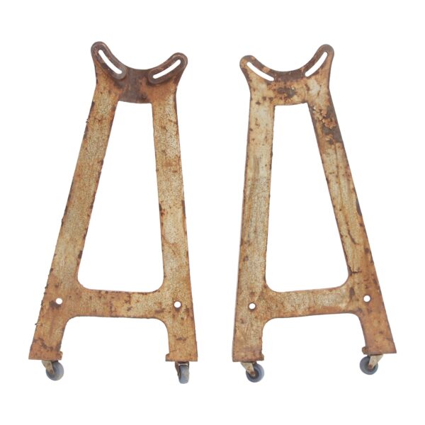 Industrial Machine Legs - Pair of 34.625 in. Machine Cast Iron Legs with Wheels