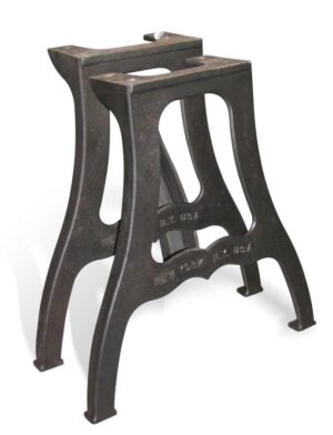 Pair of Finished New York Cast Iron Industrial Table Legs Olde Good Things