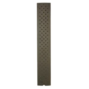 Rectangular floor grate with circular cutouts shown vertically.