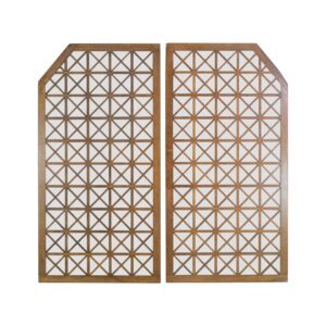 Interior Materials - Pair of Angled Corner Oak Dividers with Screen