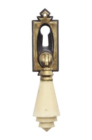 Keyhole Covers - Vintage Pressed Brass Keyhole Cover with Plastic Pull