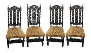 Kitchen & Dining - Set of Four Carved Wood Dining Chairs