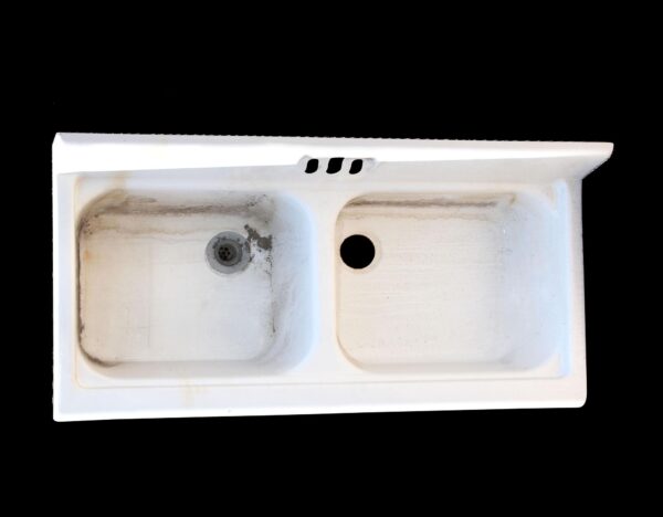 Kitchen - Vintage Double Basin White Porcelain Coated Steel Farm Sink