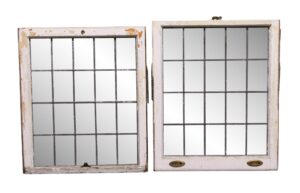 Leaded Glass - 69 in. H Pair of Double Hung Leaded Antique Glass Windows