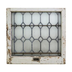 Leaded Glass - Antique Frosted Diamond Leaded Pine Frame Window