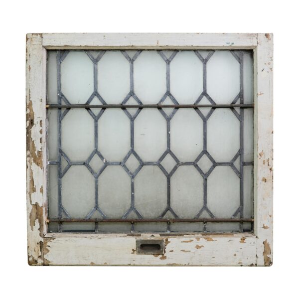 Leaded Glass - Antique Frosted Diamond Leaded Pine Frame Window