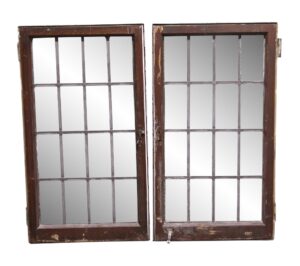 Leaded Glass - Pair of 40.5 x 45.5 Exterior Hinged Leaded Windows