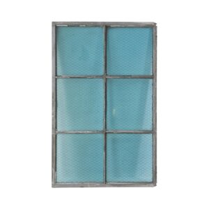 Leaded Glass - Vintage 6 Pane Blue Chicken Wire Glass Iron Industrial Window
