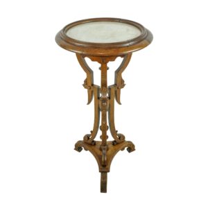 Living Room - Victorian Eastlake Fusion Style Pedestal Oak Table with Marble Top
