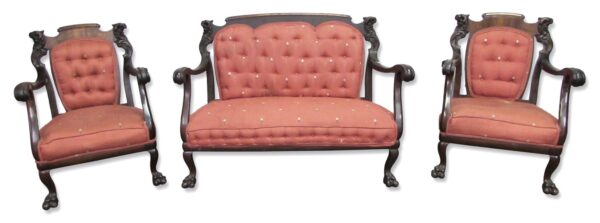 Living Room - Vintage 3 Piece Red Mahogany Furniture Set