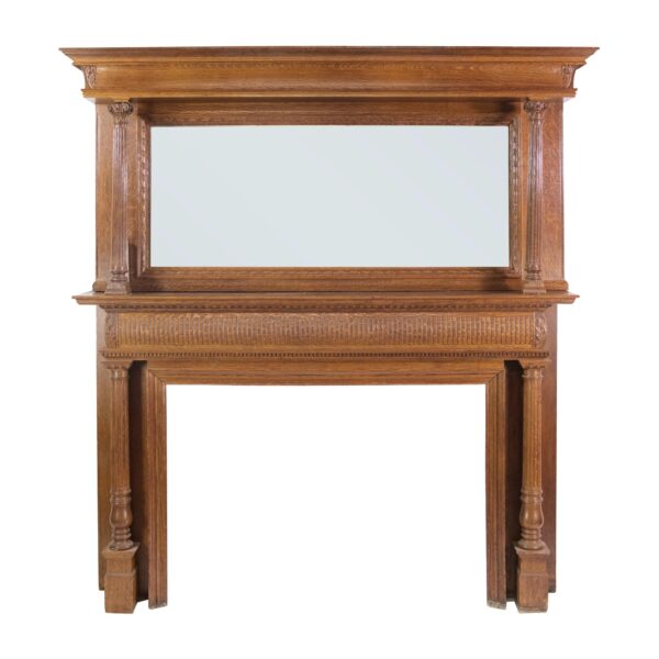 Mantels - Antique Tiger Oak Egg & Dart Detail Mirrored Mantel