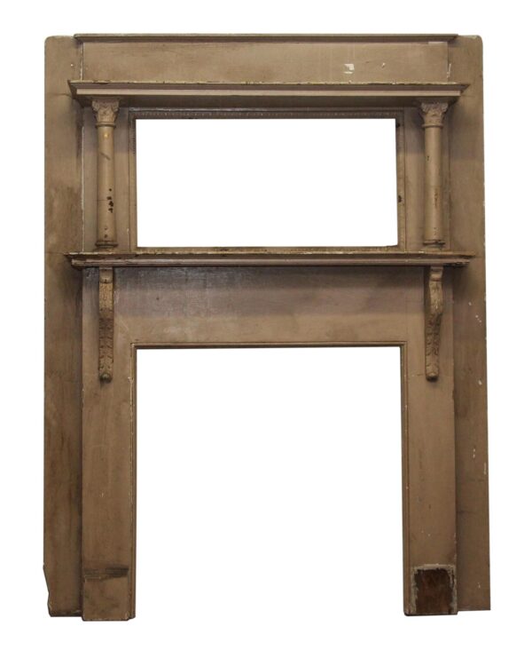 Mantels - Reclaimed French Double Decker Wood Fireplace Mantel