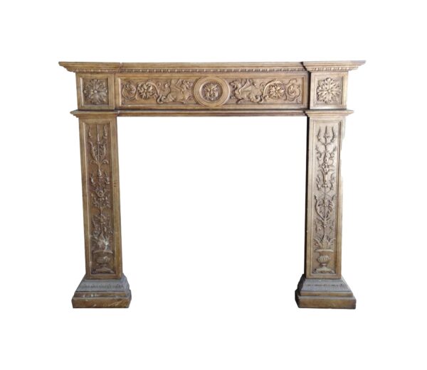 Marble Mantel - 1880s Hand Carved Gothic Carrara Marble Fireplace Mantel