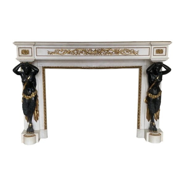 Marble Mantel - French Empire Bronze and Marble Figural Mantel