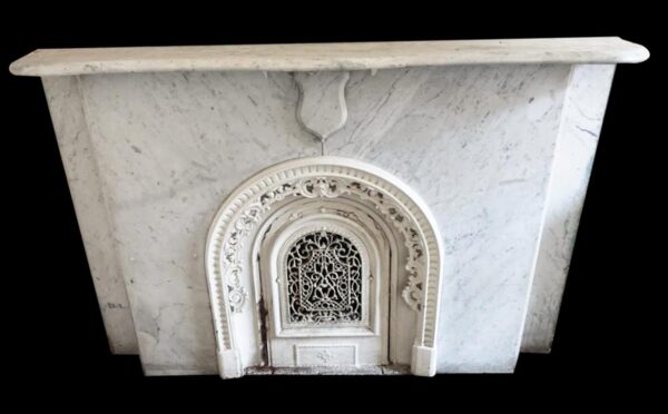 Marble Mantel - Simple New York Brownstone White Carrara Marble Mantel