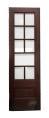 Narrow wood door with 10 square glass lites and one lower panel, shown front view in a dark wood tone.