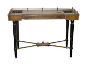 Office Furniture - Antique Wooden Bank Table with Brass Lion Accents