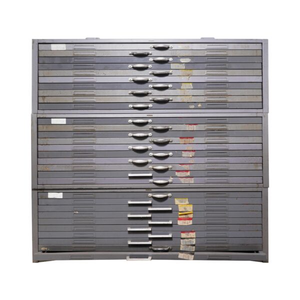 Office Furniture - Flat Steel File Cabinet with Fold Out Table in Each Drawer