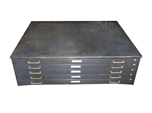 Office Furniture - Vintage Gray Steel 5 Drawer Map Cabinet