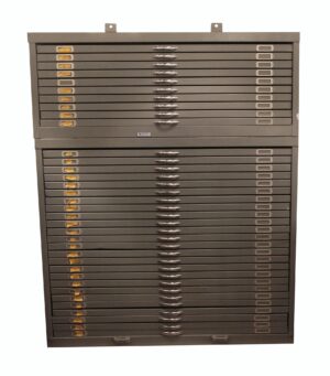 Office Furniture - Vintage Metal Map Cabinet with Chrome Handles