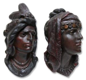 Other Wall Art  - Pair of 1904 Chalkware Plaster Arab Head Wall Hanging