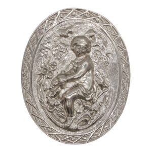 Other Wall Art  - Vintage Cast Aluminum Figural Horseback Oval Silver Wall Relief