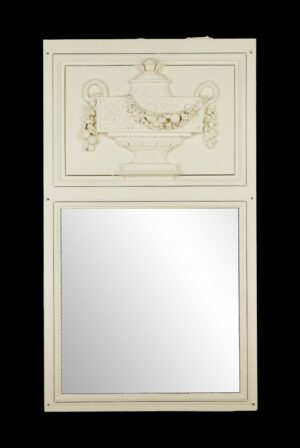 Overmantels & Mirrors - Antique 63.5 in. Carved Urn White Wooden Overmantel Mirror