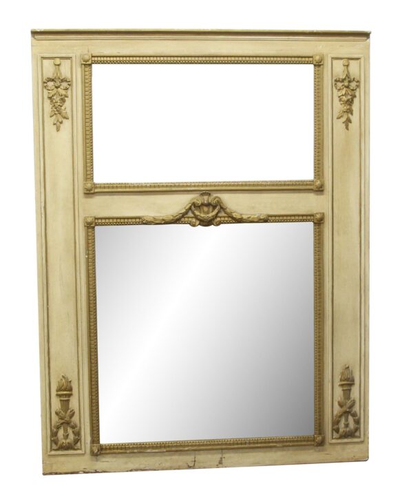 Overmantels & Mirrors - Antique Tan Waldorf Astoria Overmantel Mirror Overmantels & Mirrors - Antique Tan Waldorf Astoria Overmantel Mirror