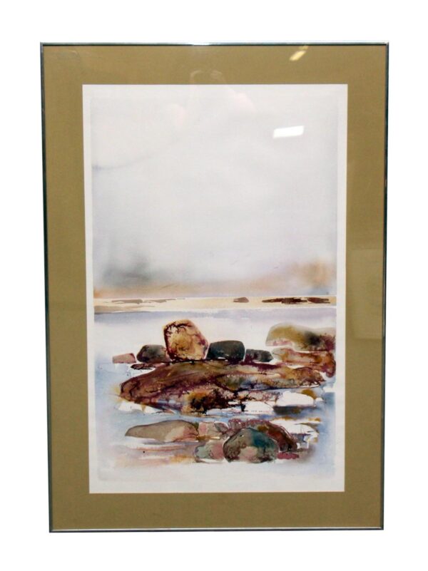 Paintings - Scenic Watercolor Painting in Metal Frame