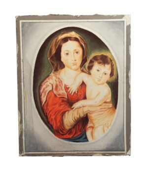 Paintings - Vintage Madonna & Child Painted on Sheet Rock