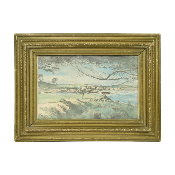 Paintings - Wood Frame Oil Painting of Pebble Beach CA Golf Course