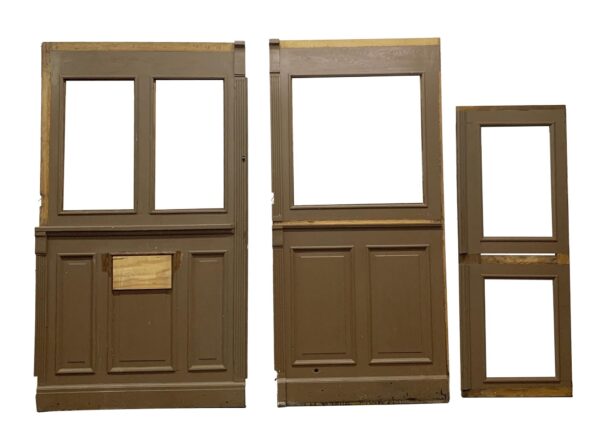 Paneled Rooms & Wainscoting - 1940 Oak Panel and Obscured Glass Office Room Dividers