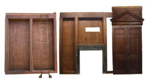 Paneled Rooms & Wainscoting - Ceiling Height Knotty Pine Library Panel Room with Ladder