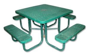 Patio Furniture - Reclaimed Green Painted Outdoor Picnic Table & Bench