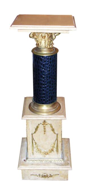 Pedestals - Antique Ornate 3 ft Bronze & Marble Pedestal