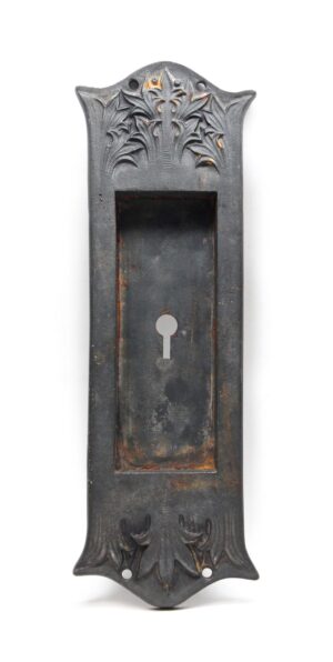 Pocket Door Hardware - Cast Iron Recessed Ornate Pocket Door Plate