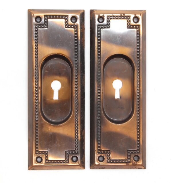 Pocket Door Hardware - Pair of Old New Traditional Steel Japanned Pocket Door Plates