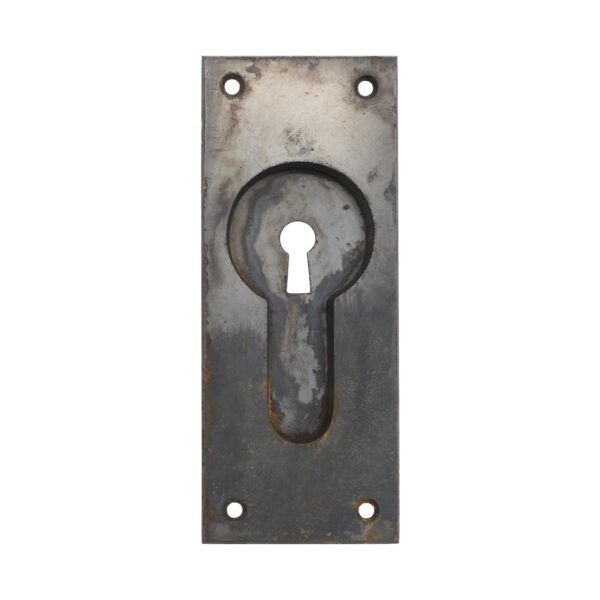 Pocket Door Hardware - Vintage 5.75 in. Steel Keyhole Recessed Pocket Door Plate