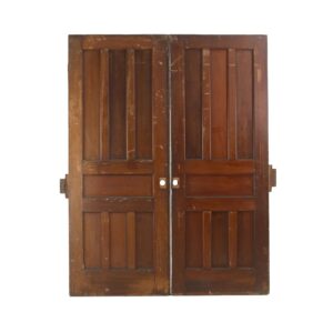 Pocket Doors - Antique 7 Pane Pine Pocket Double Doors 83.875 x 64