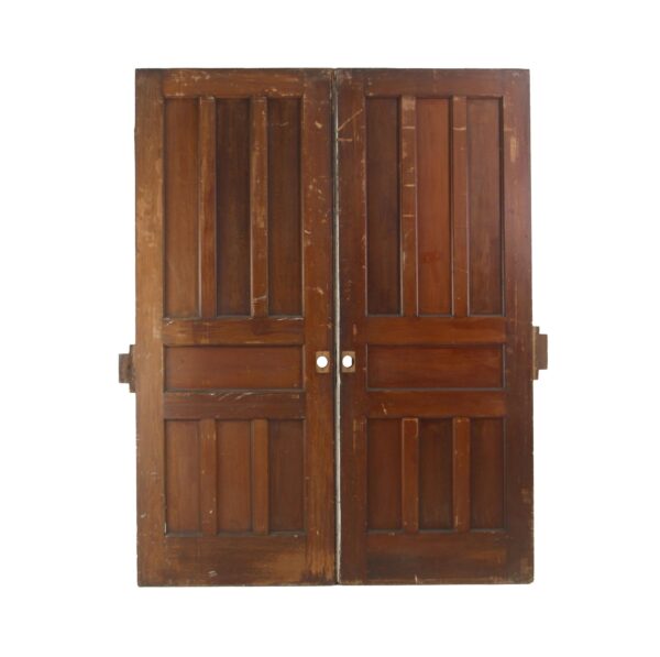 Pocket Doors - Antique 7 Pane Pine Pocket Double Doors 83.875 x 64