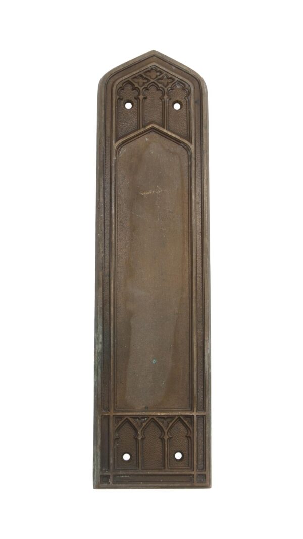 Push Plates - Antique 12 in. Sargent Gothic Bronze Door Push Plate