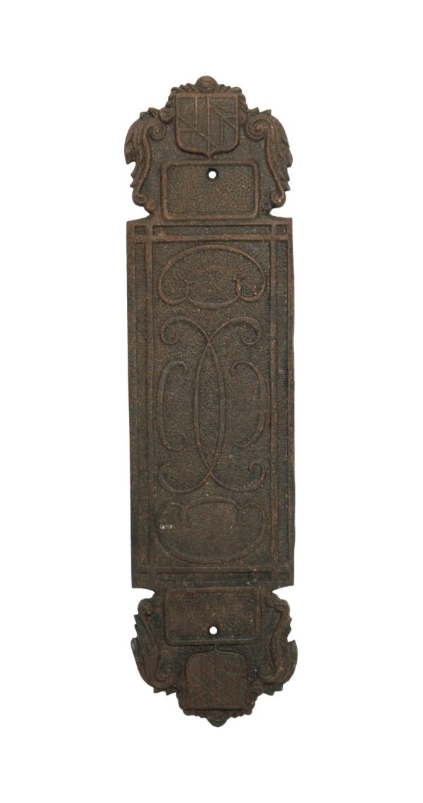 Push Plates - Antique Victorian Iron 11.625 in. Door Push Plate