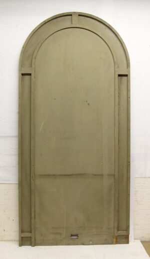 Arched wood section with a dark wood tone and plain panel center, shown full length.