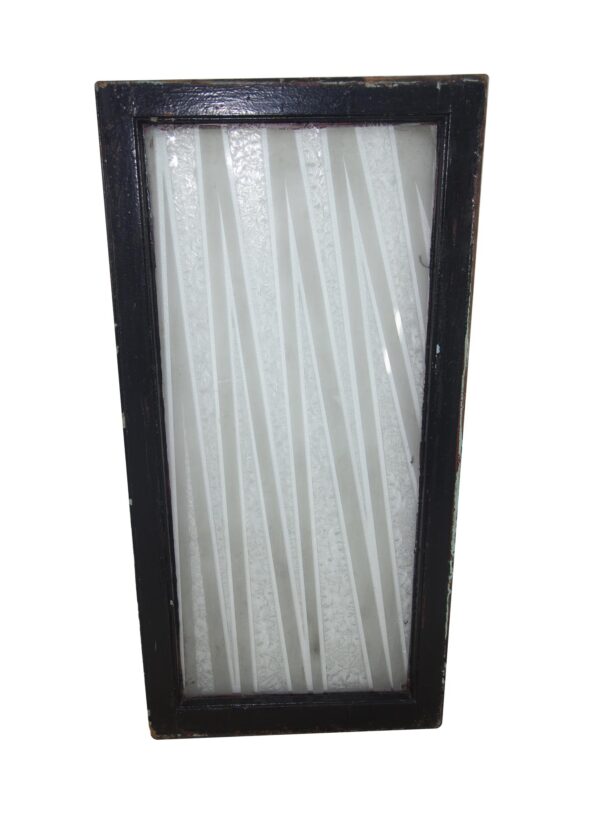 Reclaimed Windows - 1930s Art Deco Antique Wood Framed Textured Window 50 x 24.5