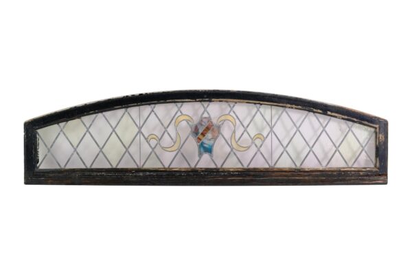 Reclaimed Windows - Antique 6 ft Stained Glass Transom Pine Framed Window