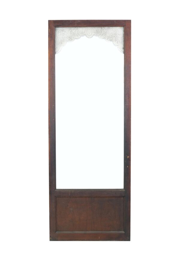 Reclaimed Windows - Frosted Art Deco Glass Walnut Cabinet Window