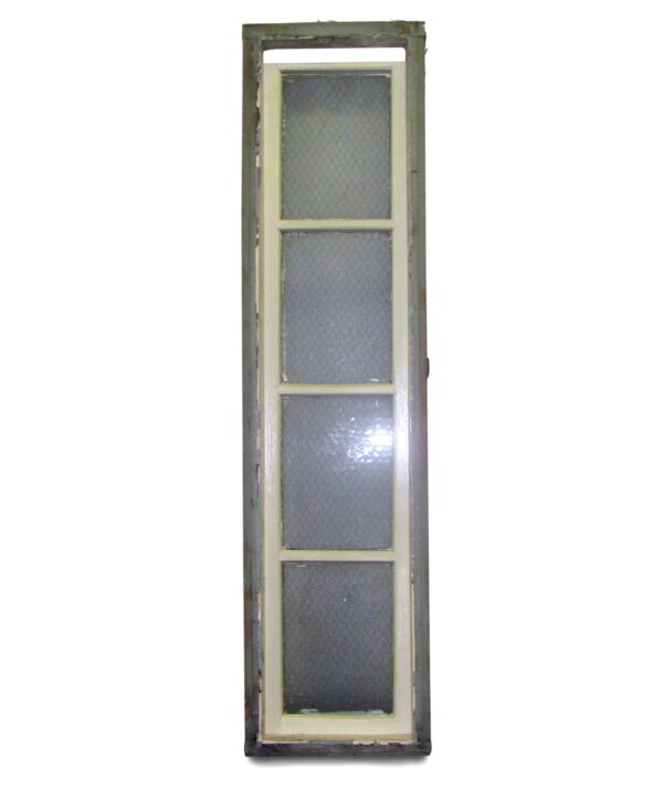 Reclaimed Windows - Reclaimed Framed 4 Chicken Wire Glass Side Lite Window 77.5 x 19.25