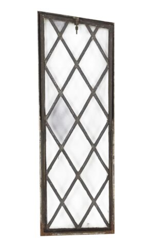 Reclaimed Windows - Vertical Swing Steel Frame Leaded Glass Window 40.75 x 14