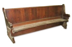 Religious Antiques - Antique 7 ft Dark Wooden Church Pew